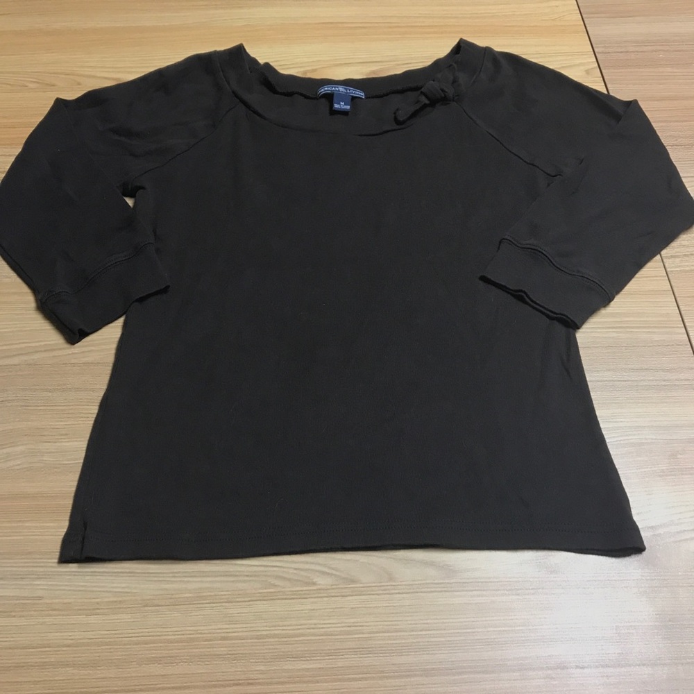 American Living | Brown Top 3/4 Sleeves bow on top